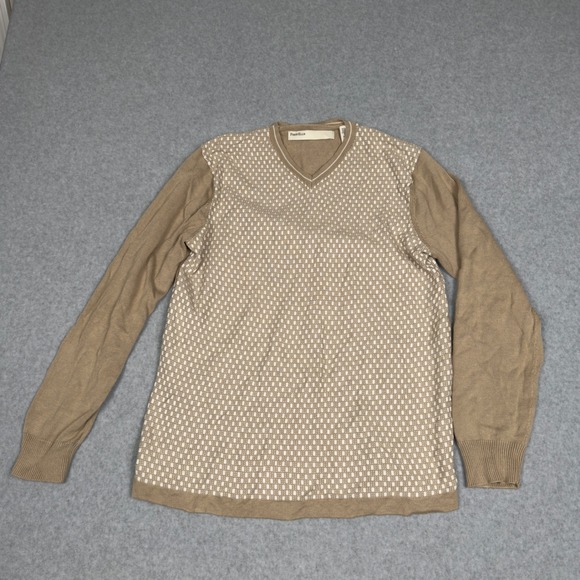 Perry Ellis Other - Perry Ellis Mens V Neck Sweater Tan Brown Pattern Long Sleeve Size S